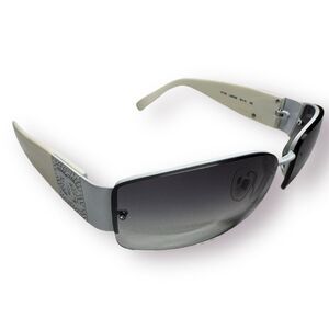 Chanel 4117 BB Vintage Sunglasses Coco Mark Rhinestone Rimless White / Beige RAR